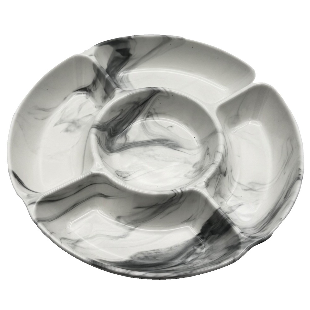 Chic‎ & Tonic The Polished Collection 8in Ceramic Sectional Marble Party Dish